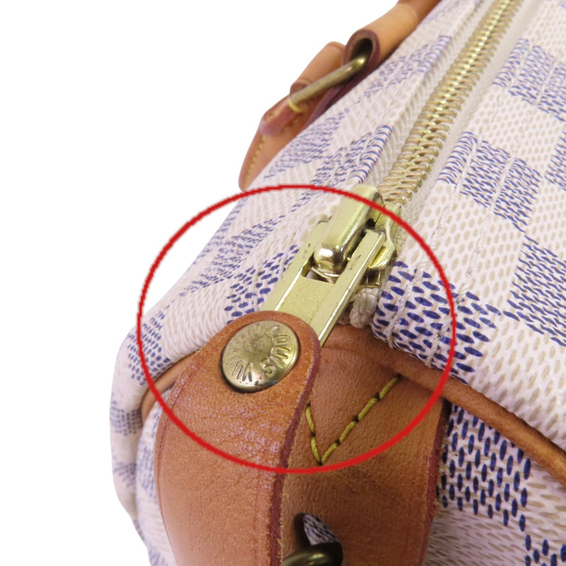 LOUIS VUITTON Damier Azur Speedy 30金扣手挽袋-15