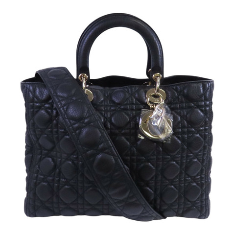 Dior 牛皮皮革Lady Dior Large金扣手挽肩背兩用袋