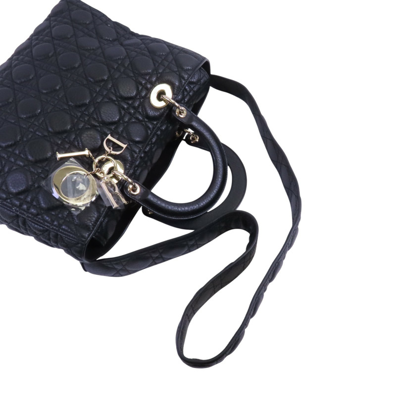 Dior 牛皮皮革Lady Dior Large金扣手挽肩背兩用袋-7