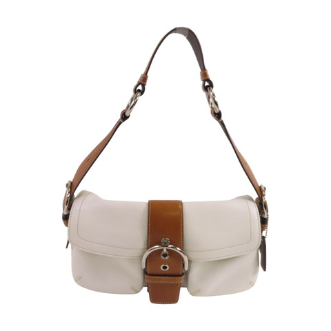 COACH 牛皮皮革Shoulder Bag銀扣肩背袋
