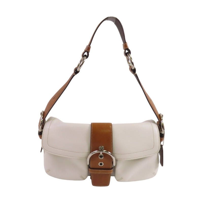 COACH 牛皮皮革Shoulder Bag銀扣肩背袋-0