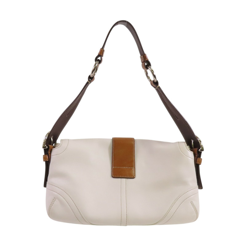 COACH 牛皮皮革Shoulder Bag銀扣肩背袋-1