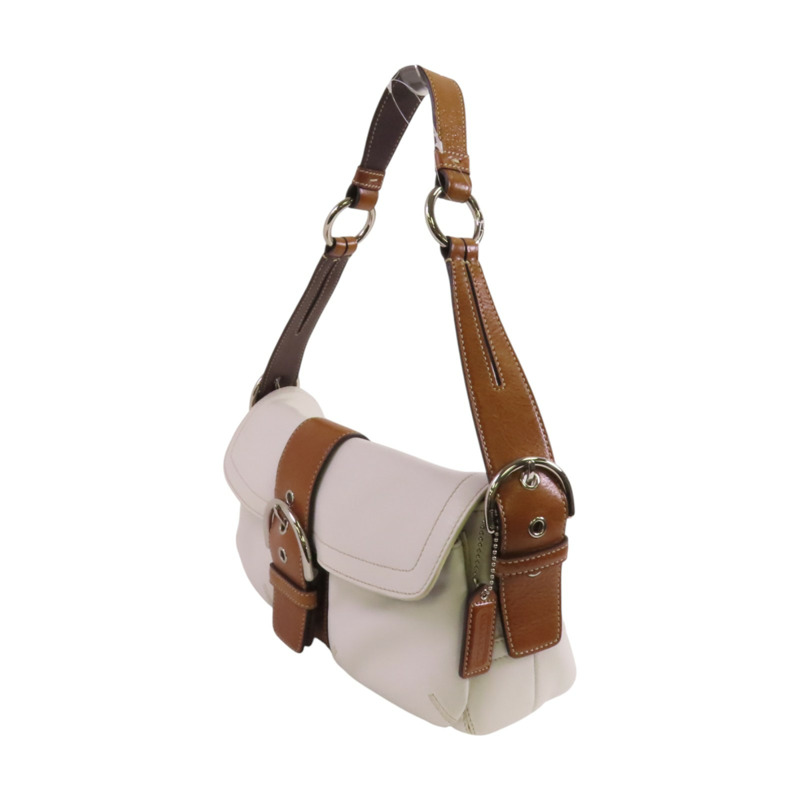 COACH 牛皮皮革Shoulder Bag銀扣肩背袋-2