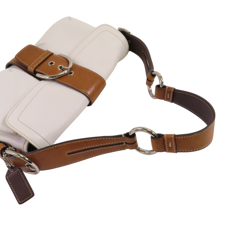 COACH 牛皮皮革Shoulder Bag銀扣肩背袋-6