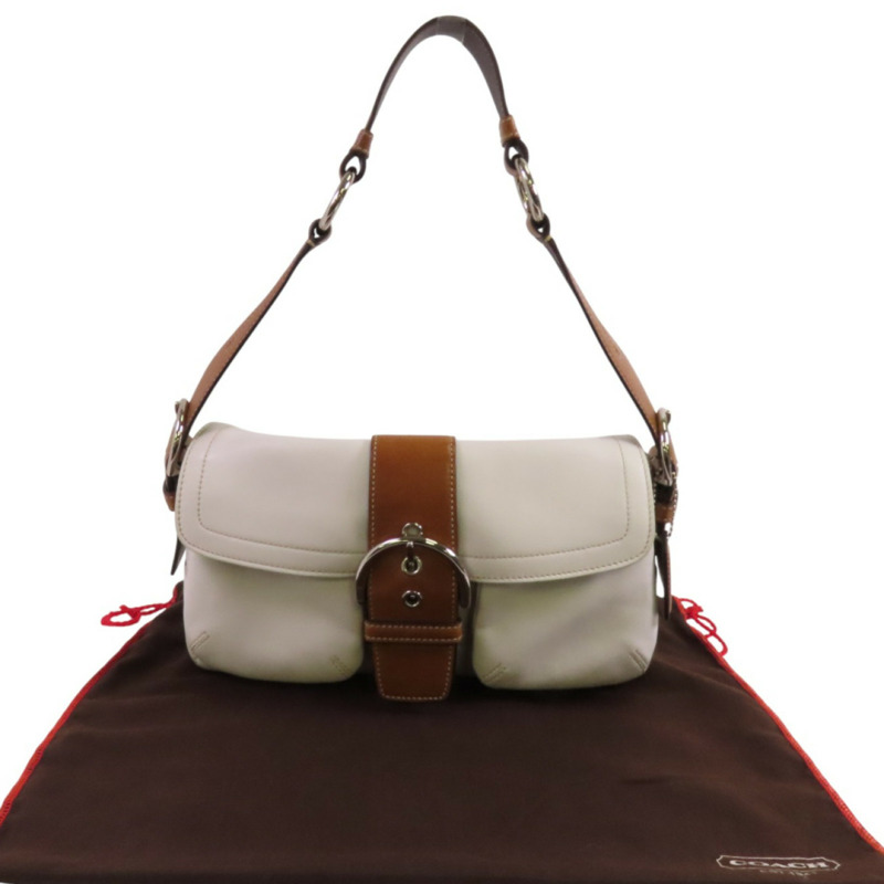 COACH 牛皮皮革Shoulder Bag銀扣肩背袋-9