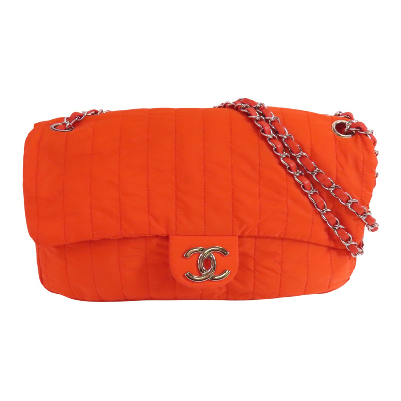 CHANEL 尼龍Chain Shoulder Bag銀扣鏈帶肩背袋-0