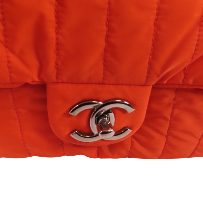 CHANEL 尼龍Chain Shoulder Bag銀扣鏈帶肩背袋-8