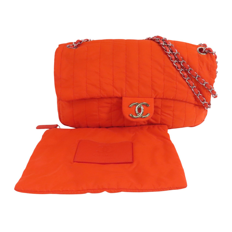 CHANEL 尼龍Chain Shoulder Bag銀扣鏈帶肩背袋-9