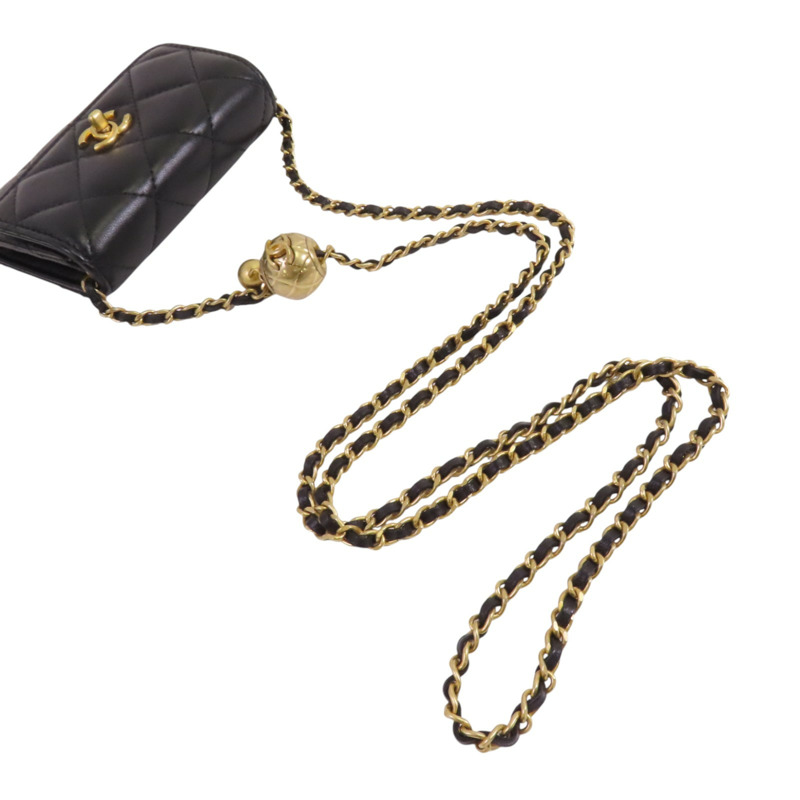 CHANEL 羊皮皮革Pearl Crush金扣鏈帶肩背袋-8