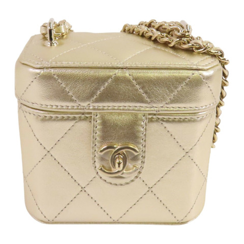 CHANEL 牛皮皮革Vanity Case金扣鏈帶肩背袋