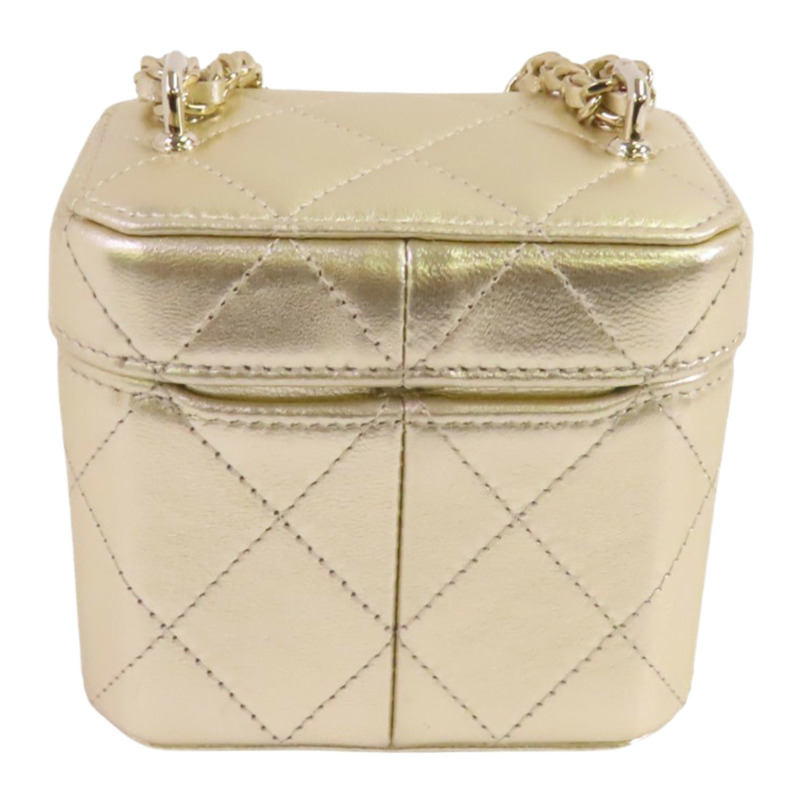 CHANEL 牛皮皮革Vanity Case金扣鏈帶肩背袋-1