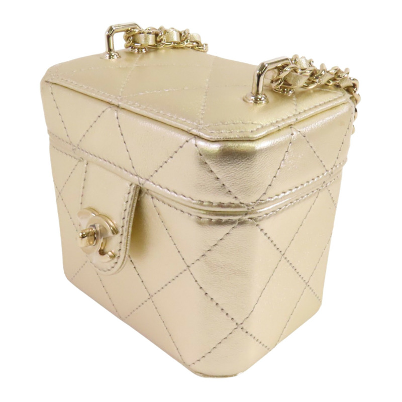 CHANEL 牛皮皮革Vanity Case金扣鏈帶肩背袋-2