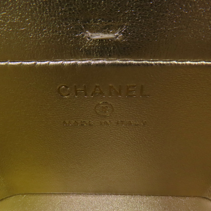 CHANEL 牛皮皮革Vanity Case金扣鏈帶肩背袋-5