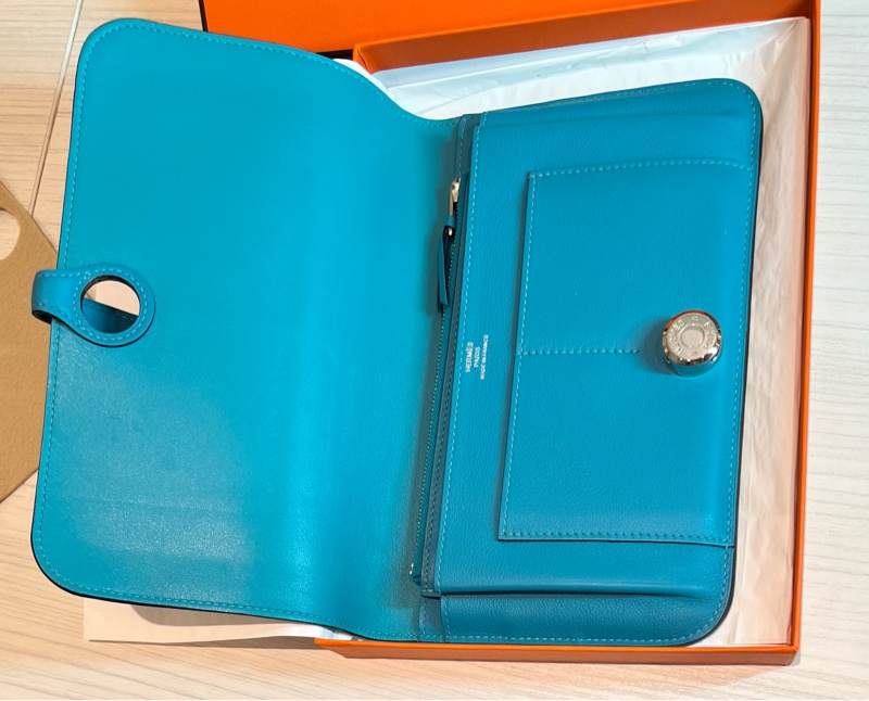 Hermès Dogon Duo牛仔藍swift皮長夾（Dogon GM）-3