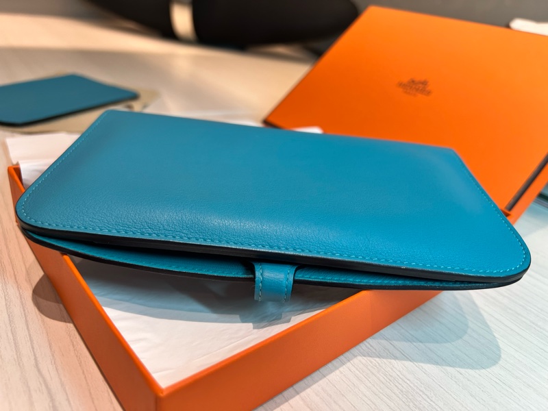 Hermès Dogon Duo牛仔藍swift皮長夾（Dogon GM）-7