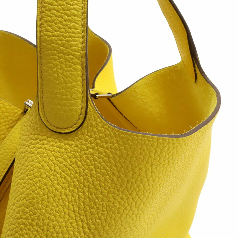 愛馬仕 Picotin Lock MM 手提包/托特包，Taurillon Clemence 皮革，亮黃色，帶 Y 字印記-5