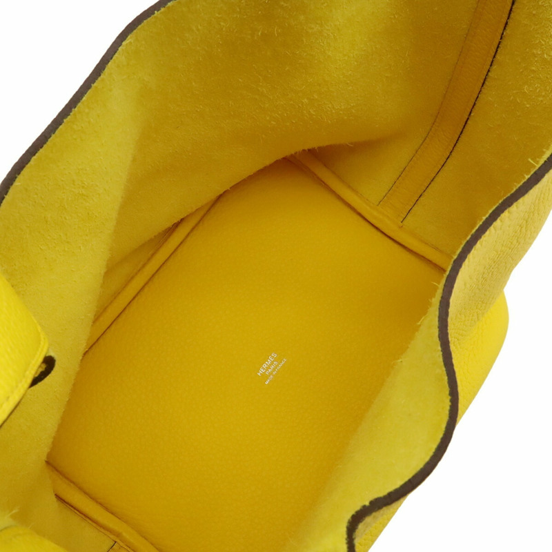 愛馬仕 Picotin Lock MM 手提包/托特包，Taurillon Clemence 皮革，亮黃色，帶 Y 字印記-7