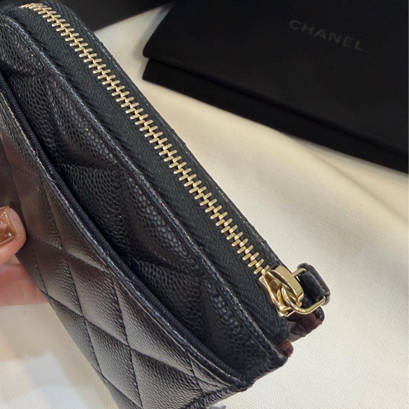 Chanel 新款L拉鏈短夾黑金-2