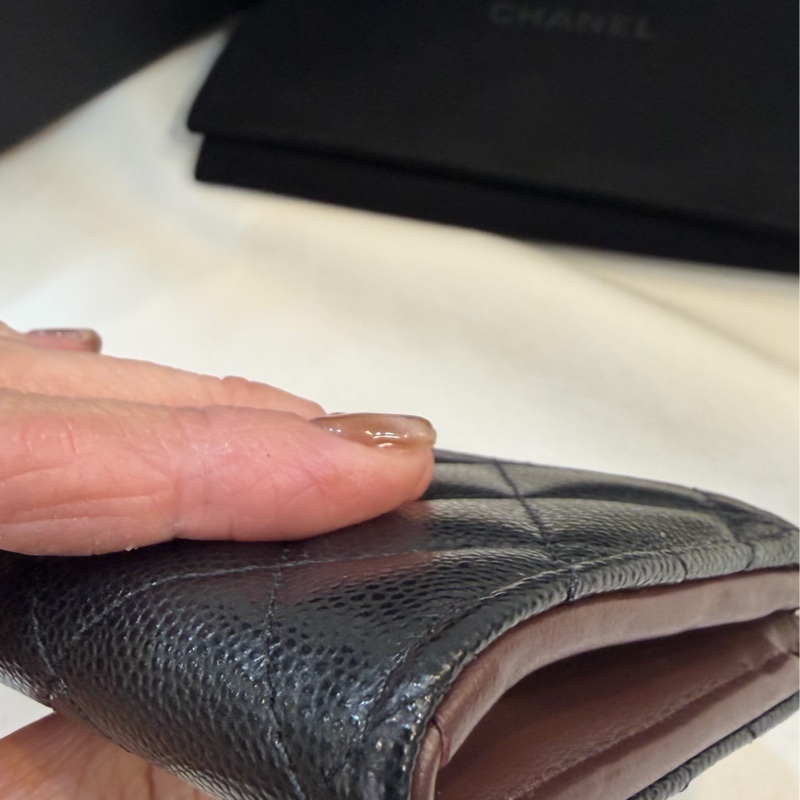 Chanel 新款L拉鏈短夾黑金-4