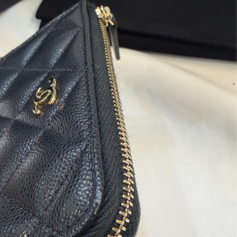Chanel 新款L拉鏈短夾黑金-13