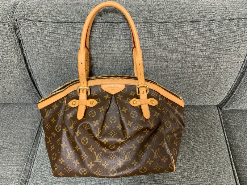 9成新 Louis Vuitton M40144 Tivoli GM經典花紋大肩背包 手提包 抓皺 保齡球包 貴婦包-0