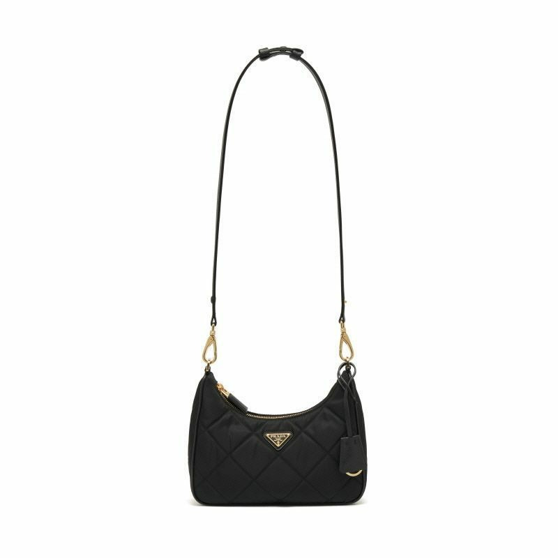 PRADA 2005年復刻版尼龍襯墊三角形Logo迷你鏈條單肩包 1BC204 2AOS F0002-6