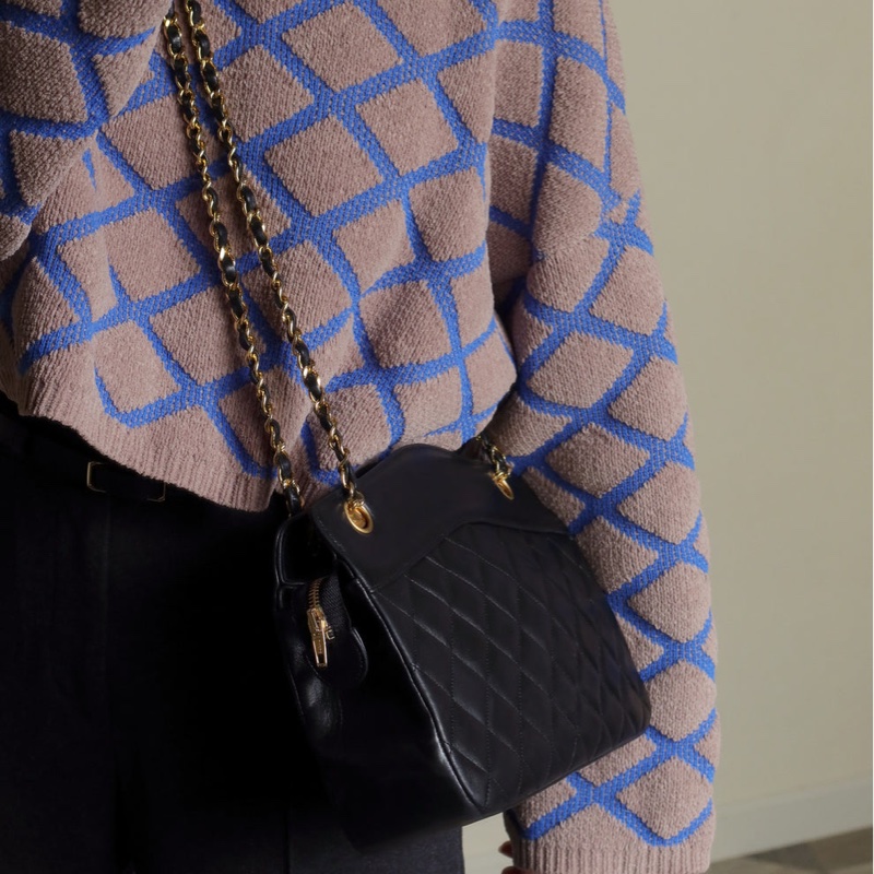 Chanel vintage 香奈兒小鈕釦肩背包/流浪包-2