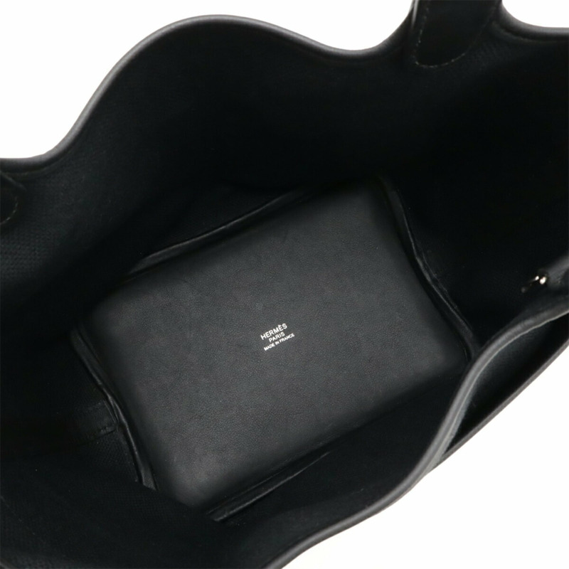 愛馬仕 Picotin Lock PM 手袋/托特包，採用 Toile Goelan Swift 皮革，黑色，帶有 U 字印記-5