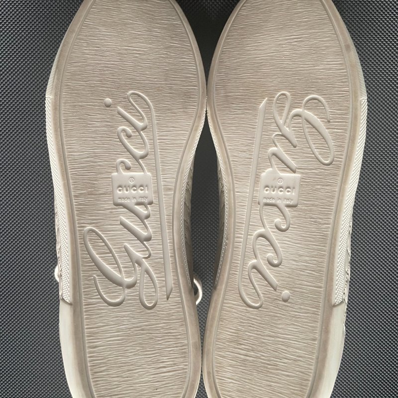 Gucci 奶油白皮革老花壓紋 休閒鞋 40號-3
