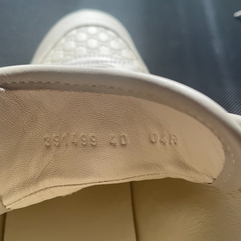Gucci 奶油白皮革老花壓紋 休閒鞋 40號-4