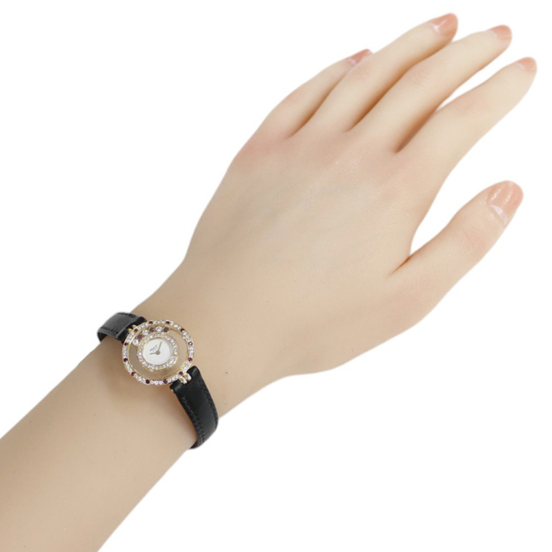 蕭邦 Happy Diamonds 腕錶,20/5448-21,石英錶,女士款,鑲鑽錶圈,活動鑽石,紅寶石,原廠維修-1