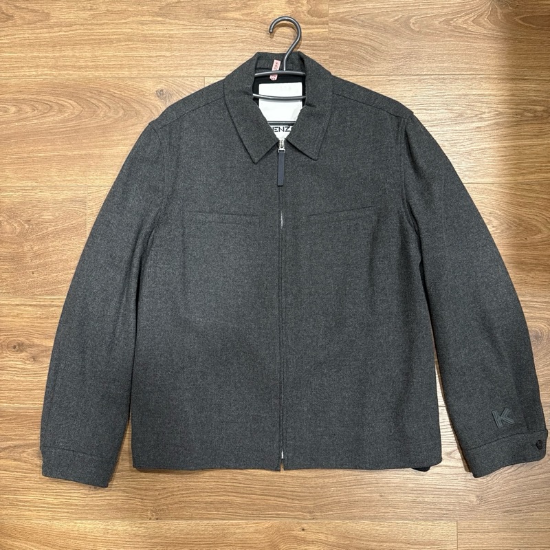 KENZO 法蘭絨沉穩灰平織外套-1