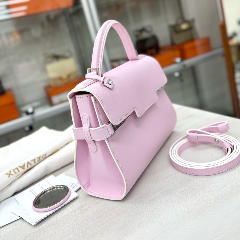 Delvaux 德爾沃 粉色tempete小號 尺寸約21*16，附件鏡子、肩帶、保卡、塵袋。-3