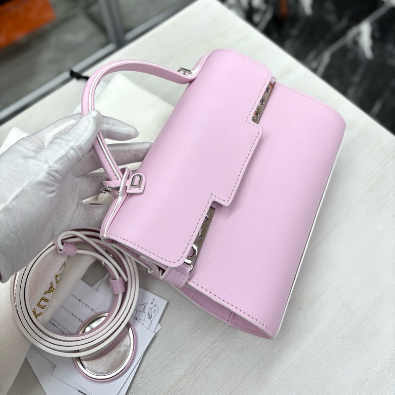 Delvaux 德爾沃 粉色tempete小號 尺寸約21*16，附件鏡子、肩帶、保卡、塵袋。-4