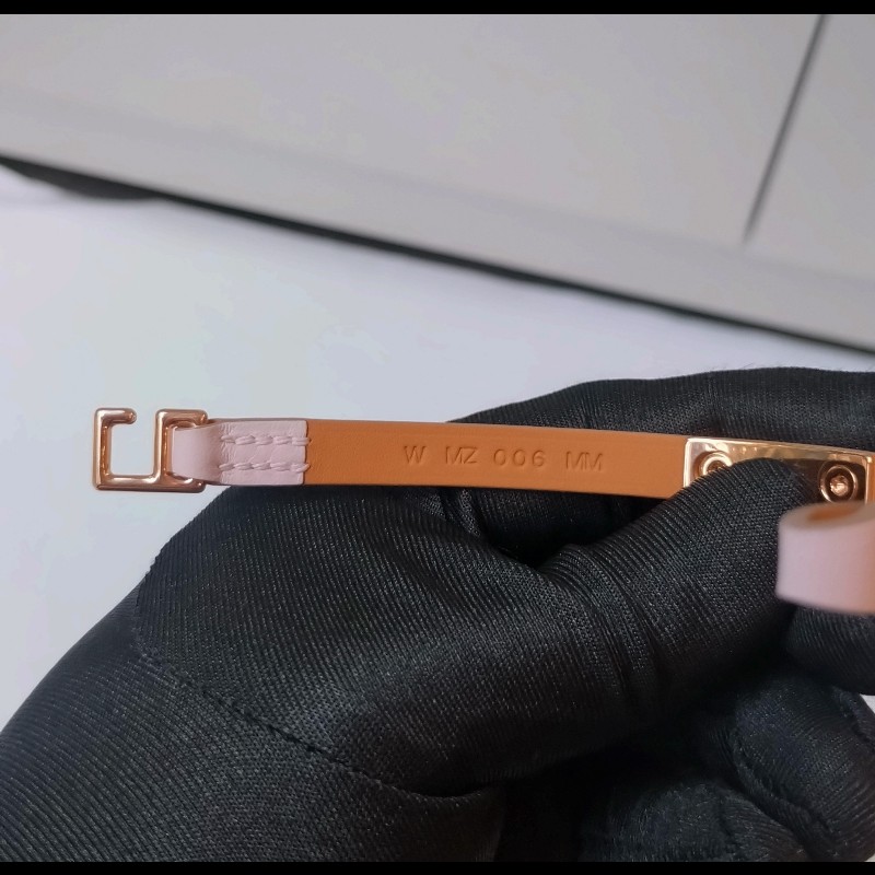 Hermes 淡紫色皮金釦手環 Rivale mini-11