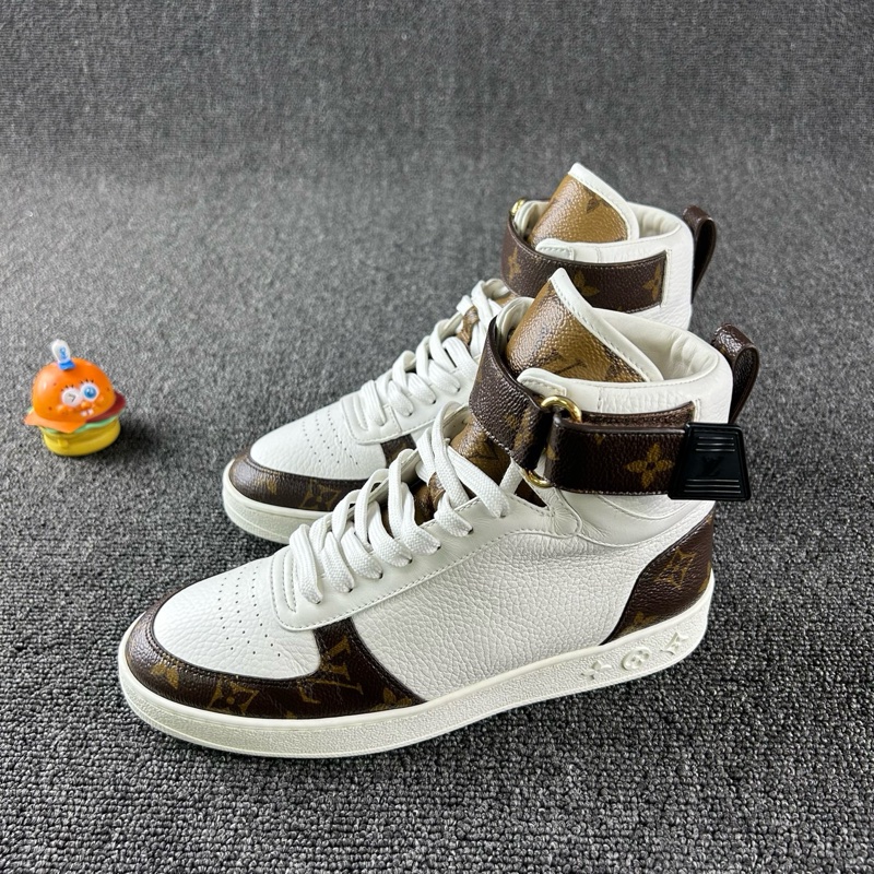 98新Louis Vuitton路易威登白棕老花高幫板鞋 尺碼:36.5-2