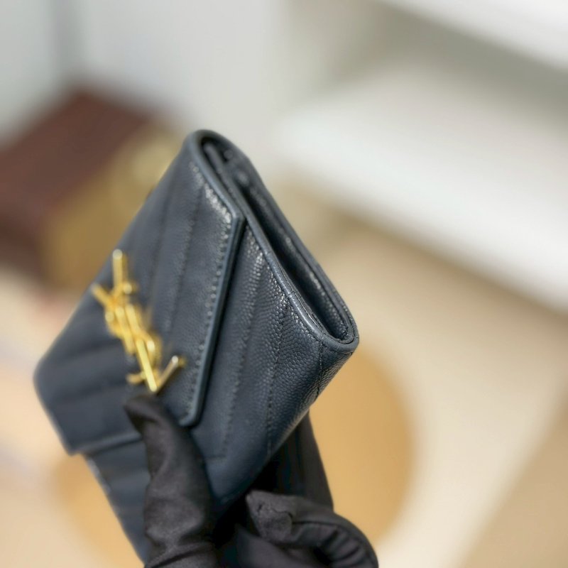 🏷YSL 聖羅蘭．Monogram 魚子醬 三折短夾-5