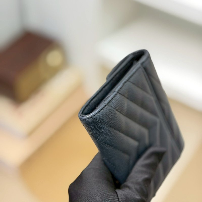 🏷YSL 聖羅蘭．Monogram 魚子醬 三折短夾-6