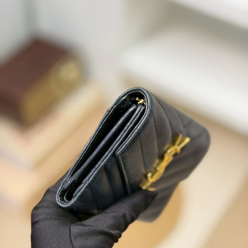 🏷YSL 聖羅蘭．Monogram 魚子醬 三折短夾-8