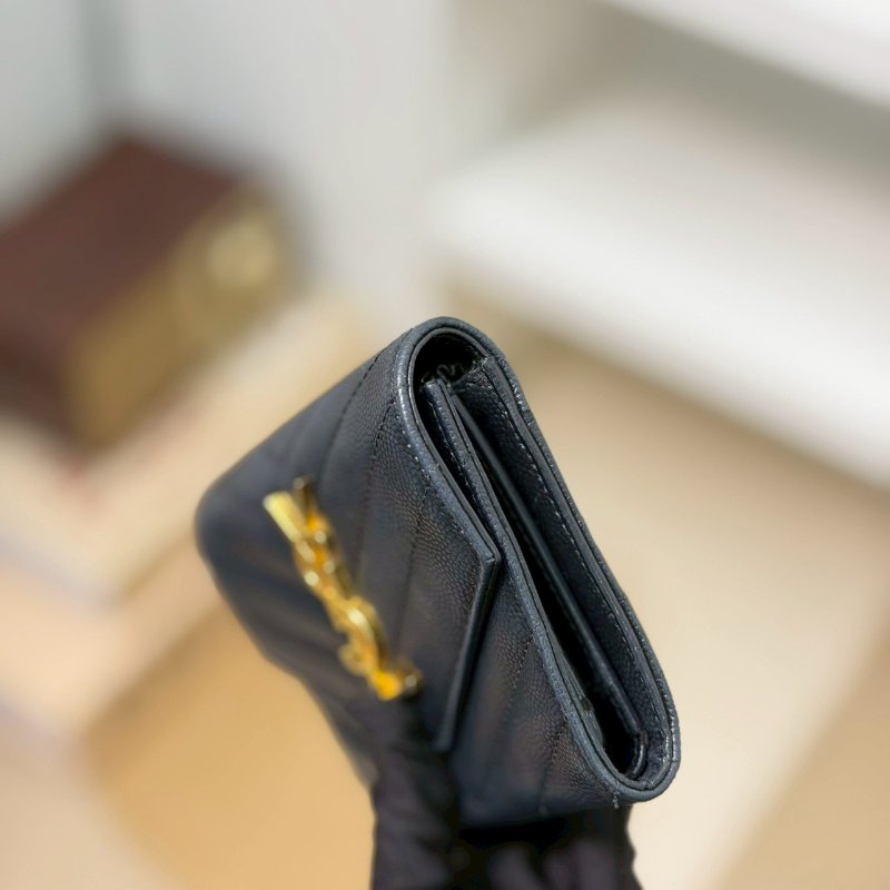 🏷YSL 聖羅蘭．Monogram 魚子醬 三折短夾-9