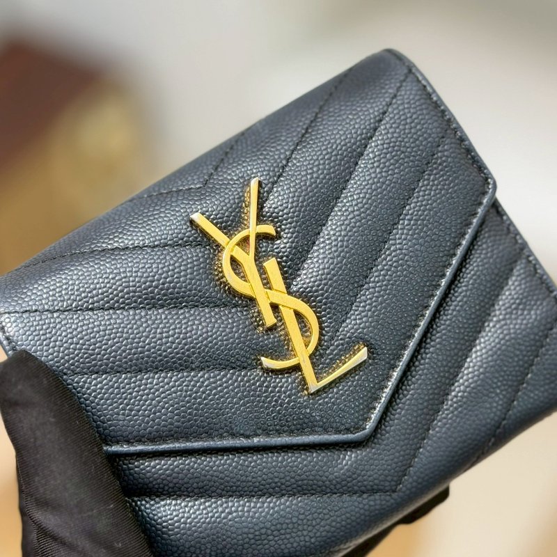 🏷YSL 聖羅蘭．Monogram 魚子醬 三折短夾-14