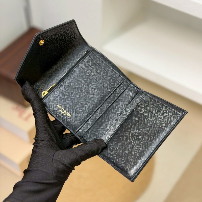 🏷YSL 聖羅蘭．Monogram 魚子醬 三折短夾-16