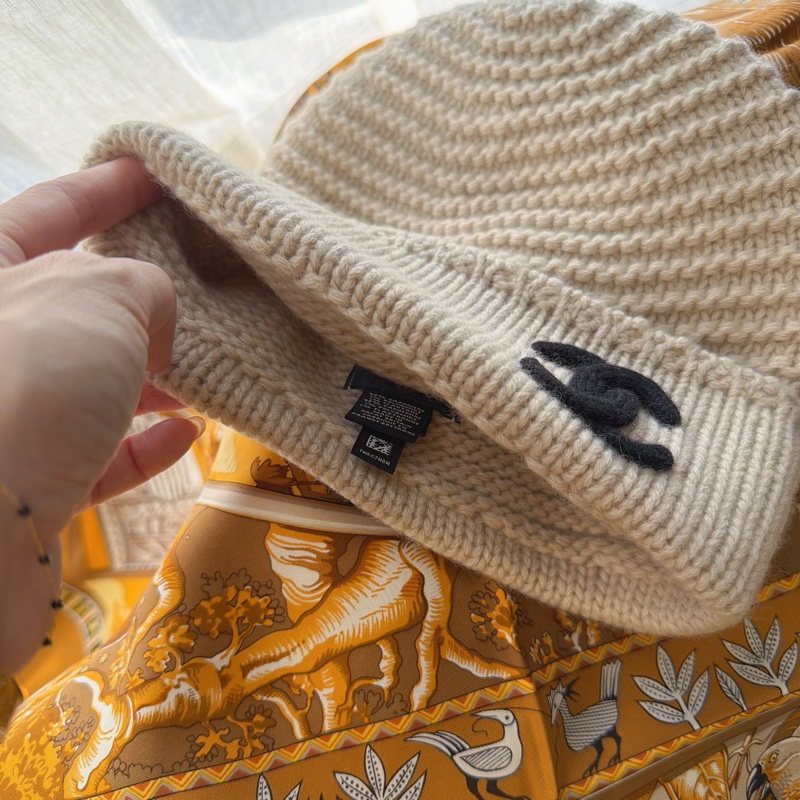 Chanel 黑色經典Logo編織紋路毛帽全新⭐️客什米爾保暖-5