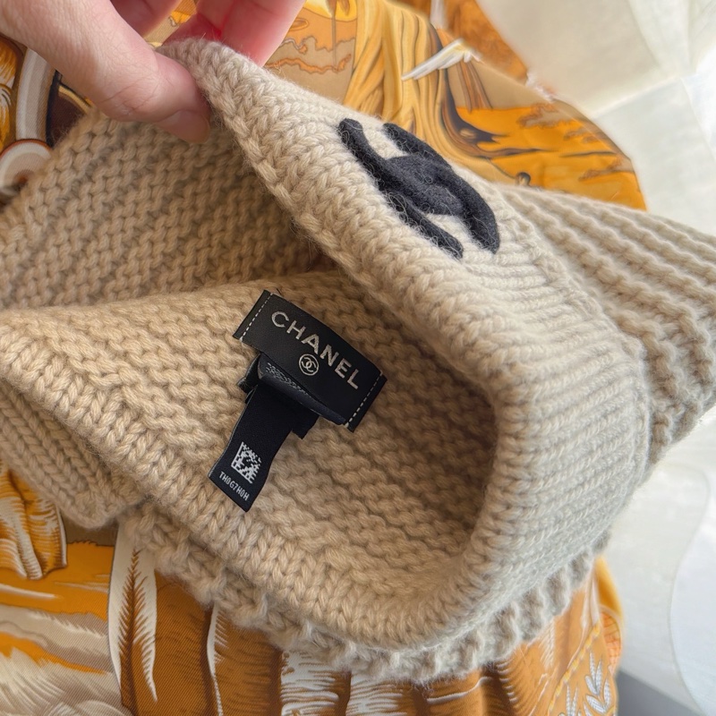 Chanel 黑色經典Logo編織紋路毛帽全新⭐️客什米爾保暖-7