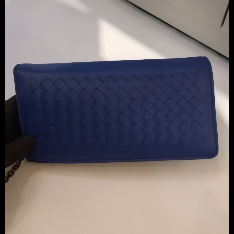 Bottega Veneta 藍皮編織鍊帶小包-3