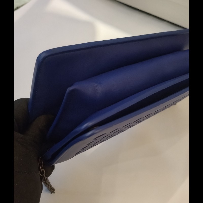 Bottega Veneta 藍皮編織鍊帶小包-6