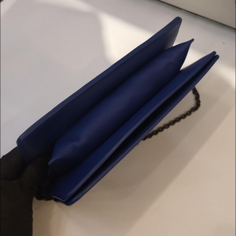 Bottega Veneta 藍皮編織鍊帶小包-9