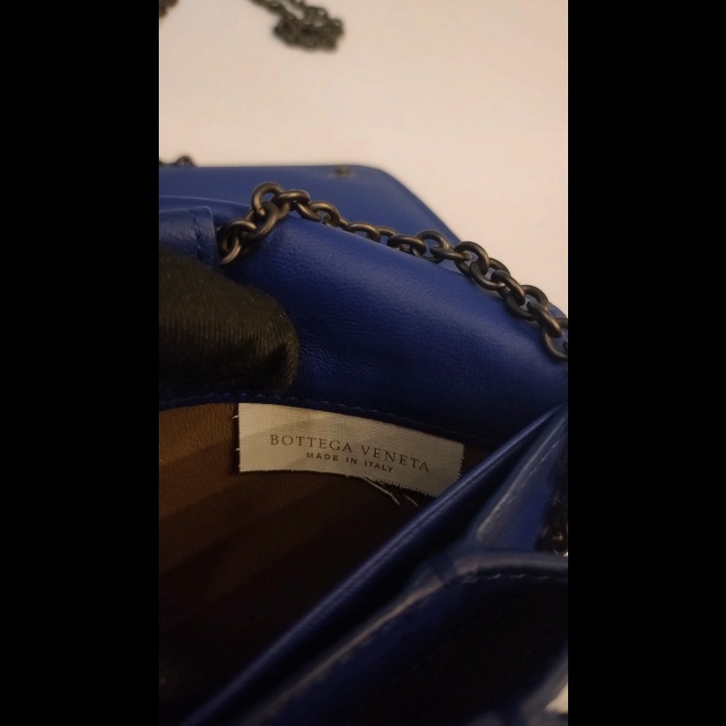 Bottega Veneta 藍皮編織鍊帶小包-13