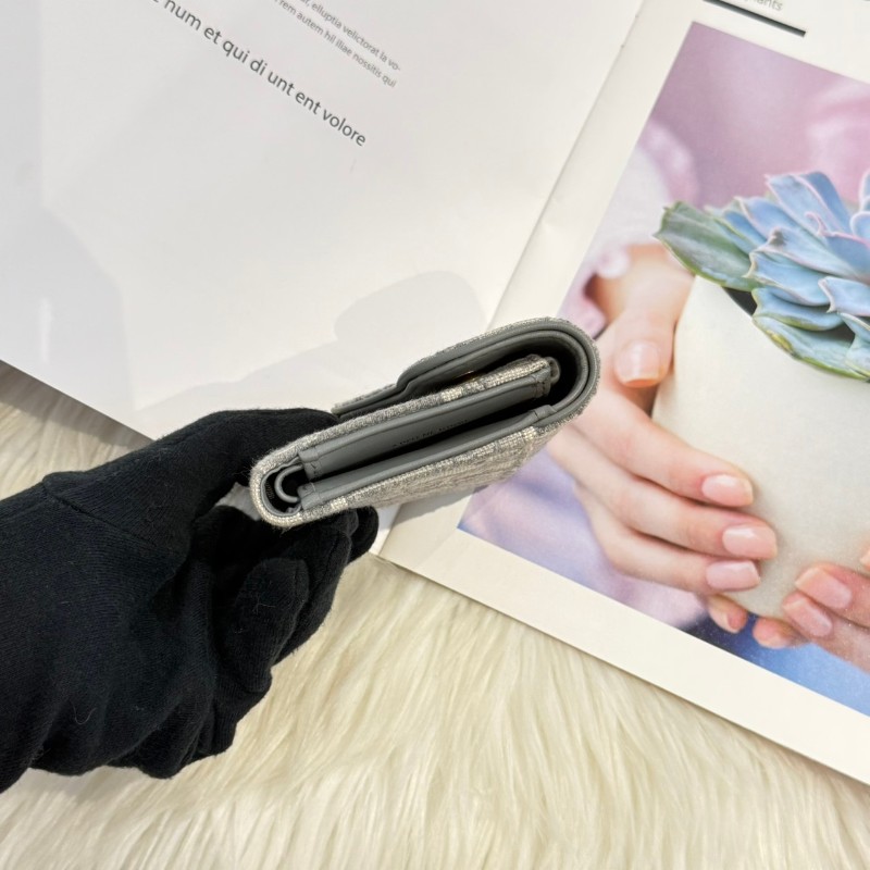 DIOR SADDLE LOTUS 灰三折短夾-5