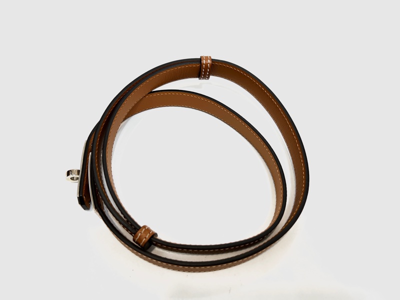 Hermes 37金棕epsom銀釦窄版Kelly腰帶-1